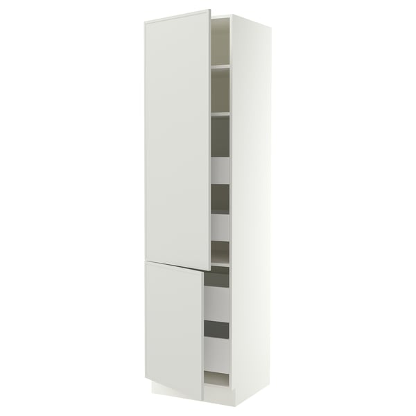 SEKTION / MAXIMERA Armoire haute+2portes/tabl/4tiroirs, blanc/Aspudden gris clair, 24x24x90 "