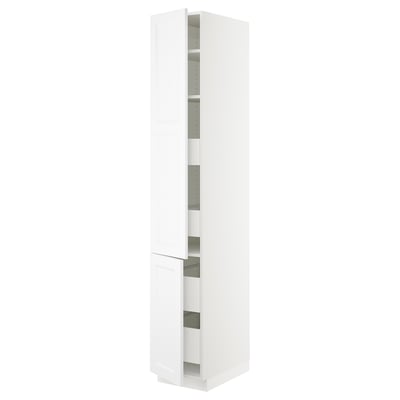 SEKTION / MAXIMERA Armoire haute+2portes/tabl/4tiroirs, blanc/Axstad blanc mat, 15x24x90 "