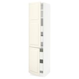 SEKTION / MAXIMERA Armoire haute+2portes/tabl/4tiroirs, blanc/Bodbyn blanc cassé, 18x24x80 "