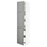 SEKTION / MAXIMERA Armoire haute+2portes/tabl/4tiroirs, blanc/Bodbyn gris, 18x24x80 "