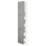 SEKTION / MAXIMERA Armoire haute+2portes/tabl/4tiroirs, blanc/Bodbyn gris, 18x15x90 "