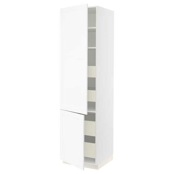 SEKTION / MAXIMERA Armoire haute+2portes/tabl/4tiroirs, blanc Enköping/blanc effet bois, 24x24x90 "