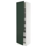 SEKTION / MAXIMERA Armoire haute+2portes/tabl/4tiroirs, blanc/Havstorp vert profond, 24x24x90 "