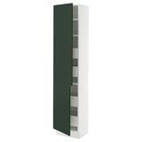 SEKTION / MAXIMERA Armoire haute+2portes/tabl/4tiroirs, blanc/Havstorp vert profond, 18x15x80 "