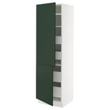 SEKTION / MAXIMERA Armoire haute+2portes/tabl/4tiroirs, blanc/Havstorp vert profond, 24x24x80 "