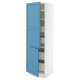 SEKTION / MAXIMERA Armoire haute+2portes/tabl/4tiroirs, blanc/Lerhyttan bleu, 24x24x80 "