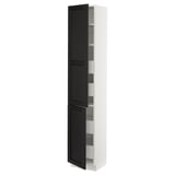 SEKTION / MAXIMERA Armoire haute+2portes/tabl/4tiroirs, blanc/Lerhyttan teinté noir, 15x15x80 "