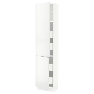 SEKTION / MAXIMERA Armoire haute+2portes/tabl/4tiroirs, blanc/Ringhult blanc, 18x15x80 "