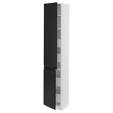 SEKTION / MAXIMERA Armoire haute+2portes/tabl/4tiroirs, blanc/Upplöv anthracite mat, 15x15x80 "