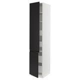 SEKTION / MAXIMERA Armoire haute+2portes/tabl/4tiroirs, blanc/Upplöv anthracite mat, 18x24x90 "