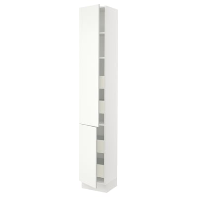 SEKTION / MAXIMERA Armoire haute+2portes/tabl/4tiroirs, blanc/Vallstena blanc, 15x15x90 "