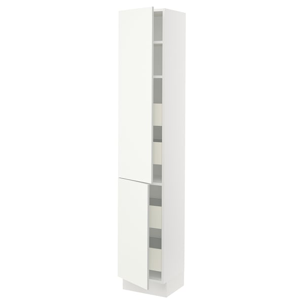 SEKTION / MAXIMERA Armoire haute+2portes/tabl/4tiroirs, blanc/Vallstena blanc, 15x15x80 "