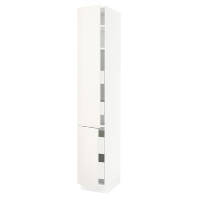 SEKTION / MAXIMERA Armoire haute+2portes/tabl/4tiroirs, blanc/Veddinge blanc, 15x24x90 "