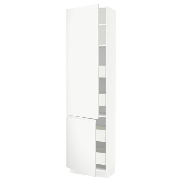 SEKTION / MAXIMERA Armoire haute+2portes/tabl/4tiroirs, blanc/Voxtorp blanc mat, 24x15x90 "
