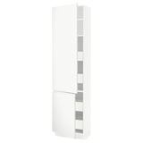 SEKTION / MAXIMERA Armoire haute+2portes/tabl/4tiroirs, blanc/Voxtorp blanc mat, 24x15x90 "