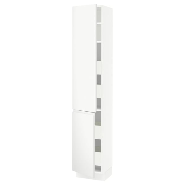 SEKTION / MAXIMERA Armoire haute+2portes/tabl/4tiroirs, blanc/Voxtorp blanc mat, 15x15x80 "