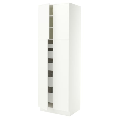SEKTION / MAXIMERA Armoire haute 4 portes/5 tiroirs, blanc/Aspudden blanc mat, 30x24x90 "