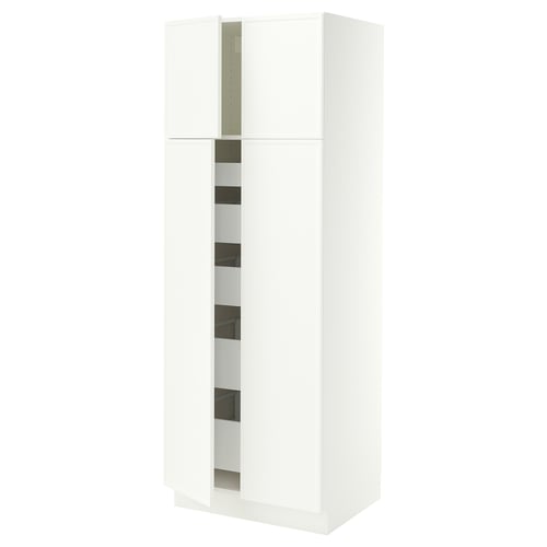 SEKTION / MAXIMERA Armoire haute 4 portes/5 tiroirs, blanc/Aspudden blanc mat, 30x24x80 "