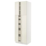 SEKTION / MAXIMERA Armoire haute 4 portes/5 tiroirs, blanc/Bodbyn blanc cassé, 30x24x90 "