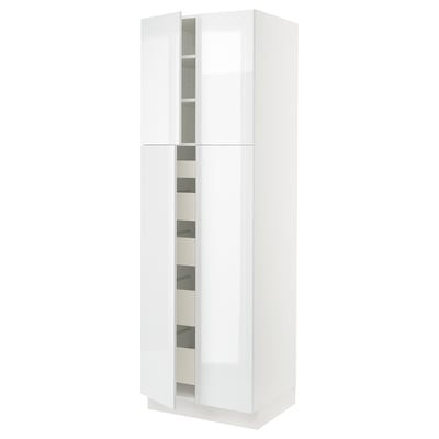 SEKTION / MAXIMERA Armoire haute 4 portes/5 tiroirs, blanc/Ringhult blanc, 30x24x90 "