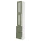 SEKTION / MAXIMERA Armoire haute av 2 ptes vitr/2 tir, blanc/Axstad gris-vert, 15x15x90 "