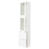 SEKTION / MAXIMERA Armoire haute av 2 ptes vitr/2 tir, blanc Enköping/blanc effet bois, 18x15x90 "