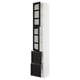 SEKTION / MAXIMERA Armoire haute av 2 ptes vitr/2 tir, blanc/Lerhyttan teinté noir, 15x15x90 "