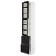 SEKTION / MAXIMERA Armoire haute av 2 ptes vitr/2 tir, blanc/Lerhyttan teinté noir, 18x15x90 "