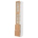 SEKTION / MAXIMERA Armoire haute av 2 ptes vitr/2 tir, blanc/Vedhamn chêne, 15x15x90 "