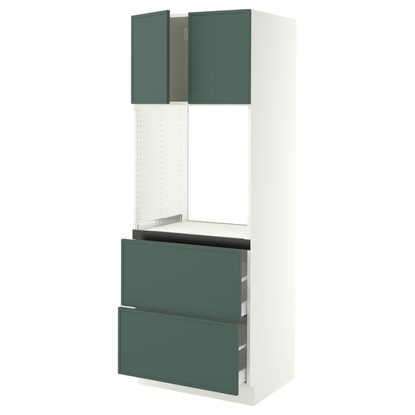 SEKTION / MAXIMERA Armoire haute four 2 tir/2 ptes, blanc/Aspudden gris-vert foncé, 30x24x80 "