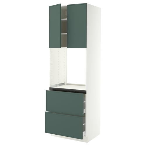 SEKTION / MAXIMERA Armoire haute four 2 tir/2 ptes, blanc/Aspudden gris-vert foncé, 30x24x90 "