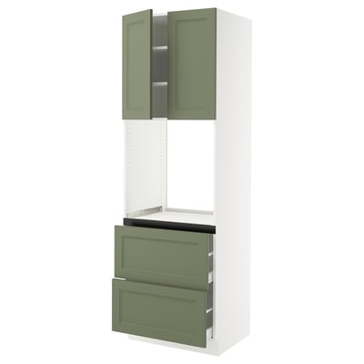 SEKTION / MAXIMERA Armoire haute four 2 tir/2 ptes, blanc/Axstad gris-vert, 30x24x90 "