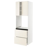 SEKTION / MAXIMERA Armoire haute four 2 tir/2 ptes, blanc/Bodbyn blanc cassé, 30x24x90 "