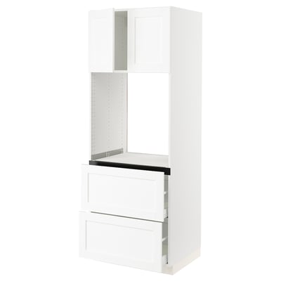 SEKTION / MAXIMERA Armoire haute four 2 tir/2 ptes, blanc Enköping/blanc effet bois, 30x24x80 "