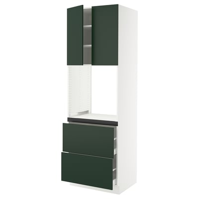 SEKTION / MAXIMERA Armoire haute four 2 tir/2 ptes, blanc/Havstorp vert profond, 30x24x90 "