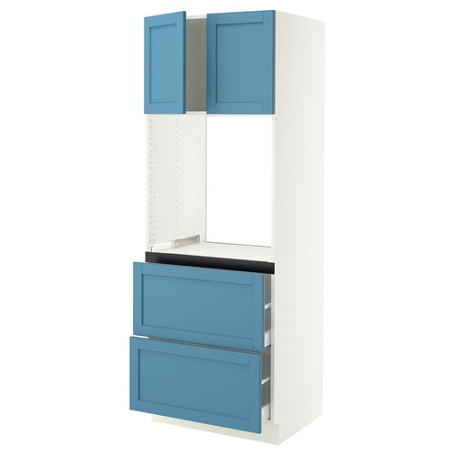 SEKTION / MAXIMERA Armoire haute four 2 tir/2 ptes, blanc/Lerhyttan bleu, 30x24x80 "