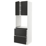 SEKTION / MAXIMERA Armoire haute four 2 tir/2 ptes, blanc/Nickebo anthracite mat, 30x24x90 "