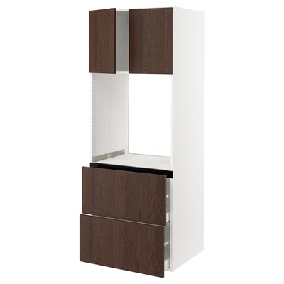 SEKTION / MAXIMERA Armoire haute four 2 tir/2 ptes, blanc/Sinarp brun, 30x24x80 "