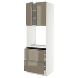 SEKTION / MAXIMERA Armoire haute four 2 tir/2 ptes, blanc/Voxtorp gris-brun foncé ultrabrillant, 30x24x90 "