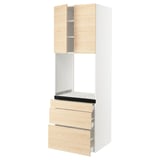 SEKTION / MAXIMERA Armoire haute four 3 tir/2 ptes, blanc/Askersund effet frêne clair, 30x24x90 "