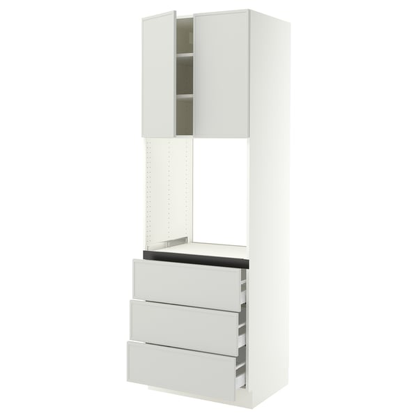SEKTION / MAXIMERA Armoire haute four 3 tir/2 ptes, blanc/Aspudden gris clair, 30x24x90 "
