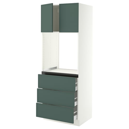 SEKTION / MAXIMERA Armoire haute four 3 tir/2 ptes, blanc/Aspudden gris-vert foncé, 30x24x80 "