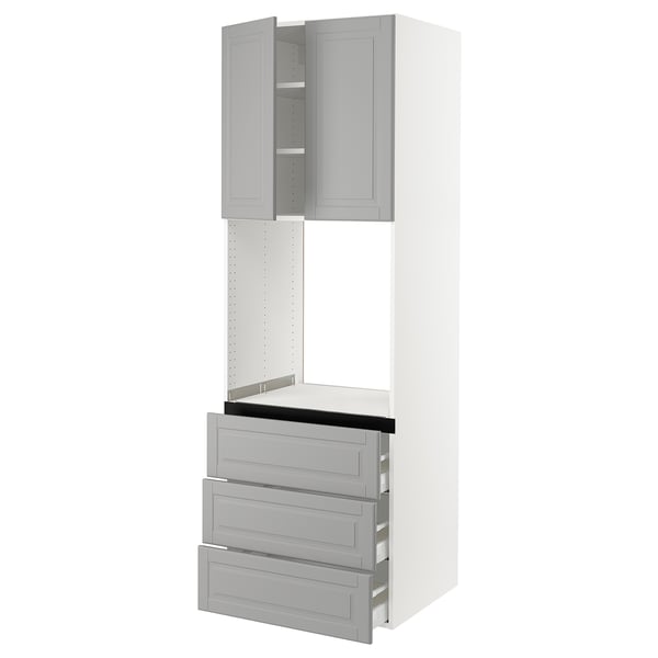 SEKTION / MAXIMERA Armoire haute four 3 tir/2 ptes, blanc/Bodbyn gris, 30x24x90 "