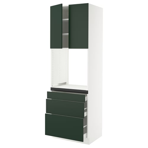 SEKTION / MAXIMERA Armoire haute four 3 tir/2 ptes, blanc/Havstorp vert profond, 30x24x90 "