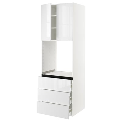 SEKTION / MAXIMERA Armoire haute four 3 tir/2 ptes, blanc/Ringhult blanc, 30x24x90 "