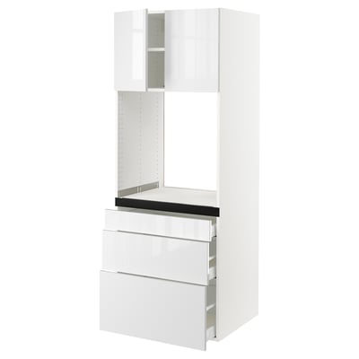 SEKTION / MAXIMERA Armoire haute four 3 tir/2 ptes, blanc/Ringhult blanc, 30x24x80 "