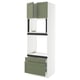 SEKTION / MAXIMERA Armoire haute four/m-o+2tir/2ptes, blanc/Axstad gris-vert, 30x24x90 "