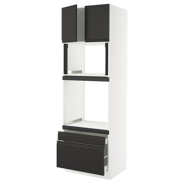 SEKTION / MAXIMERA Armoire haute four/m-o+2tir/2ptes, blanc/Upplöv anthracite mat, 30x24x90 "