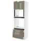 SEKTION / MAXIMERA Armoire haute four/m-o+2tir/2ptes, blanc/Voxtorp gris-brun foncé ultrabrillant, 30x24x90 "