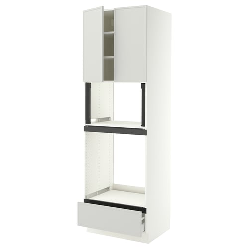 SEKTION / MAXIMERA Armoire haute four/micro+tir/2ptes, blanc/Aspudden gris clair, 30x24x90 "